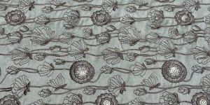 Silver Grey Sequin Embroidered Bio Satin Fabric