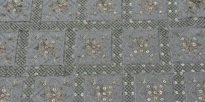 Slate Grey Sequin Embroidered Silk Fabric