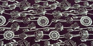 Wine Floral Embroidered Bio Satin Fabric