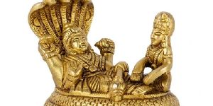 Vishnu Lakshmi Idol With Sheshnag - Brass Vishnu Statue