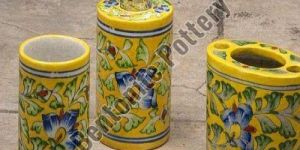 Yellow Hand Painted Ceramic Bathroom Set