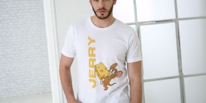 White Men Gym Cotton Printed T Shirt