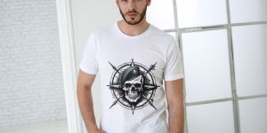 White Men Half Sleeve Printed T Shirt