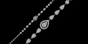 18k White Gold Pear and Round Diamond Station Bracelet
