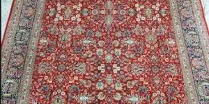 5.9 Ft 8.9 Ft. All OVER Red Handmade Silk Floor Carpet