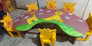 Wooden Kids Bean Shape Table With Chair