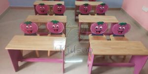 Wooden Rectangular Table With Tomato Theme Kid Chair