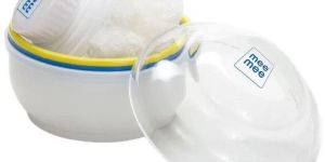 Soft-Feel Blue Powder Puff with with Box Holder Container