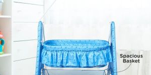 Spacious Swinging Baby Cradle with Mosquito Net Blue