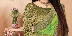 Light Olive Green Designer Wear Saree
