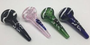 4 Spiral-Striped Glass Spoon Pipes