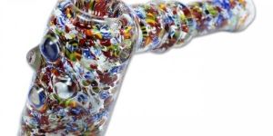 Colorful Swirled Glass Pipe with Bubbles