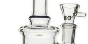 Glass Dab Rig with Blue- Rim Mouthpiece