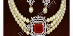 Rose Gold Designer Choker Pearl Necklace Set