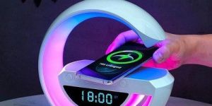 Wireless Speaker with Colorful Light Atmosphere LED Smart Light Lamp with Wireless Charger