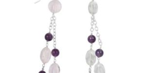 Ladies Amethyst Beads Hook Earring