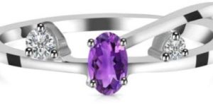 Ladies Amethyst White Topaz 925 Sterling Silver Ring