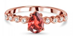 Ladies Garnet And White Topaz Ring