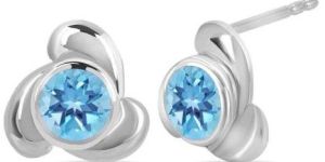 Natural Blue Topaz Studs Earring