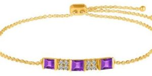 Purple Amethyst Tumble Stone Chain Bracelet