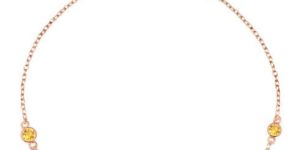 Yellow Stone Citrine Round Bead Chain Bracelet