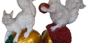 Polyresin Squirrel Pair Statue Showpiece