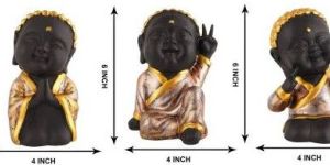 Set of 3 Baby Monk Statue