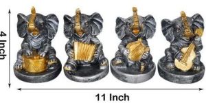 Set of 4 Elephant Musical Showpiece