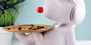 White Resin Dog Headphones Showpiece