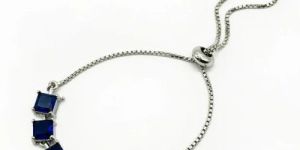 STYLISH BLUE SAPPHIRE SILVER ADJUSTABLE WRAPAROUND BRACELET