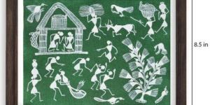 warli painting-farming scene and folk music (green)
