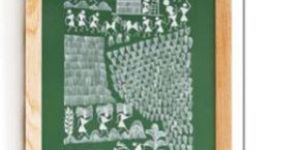 Warli Painting Rice Farming Village (Green) WLC09