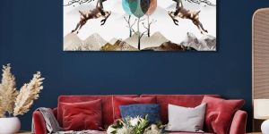 Two Deer Modern Art Canvas Wall Painting