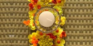 Unique Flower Candle Platter for Home Decoration