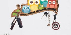 Unique Owl Family Decorative Wooden Multicolor Key Holder