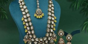 Yellow Color Meena Work Kundan Necklace Set (KN1453YLW)