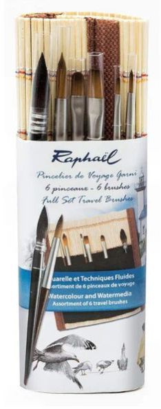 Raphael Mini Travel Brush Set in Bamboo Wrap