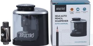 Semi-auto Pencil Sharpener Battery Operated + Manual Electric Sharpener