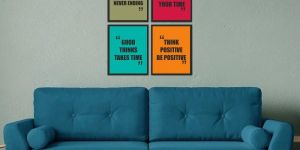 Think Positive Be Positive with Positive Vibes Quotes Set of 4 Wall Frames