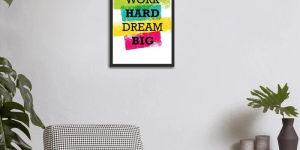 Work Hard Dream Big Single Colorful Wooden Wall Frame
