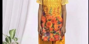 KIDS Stylish Chikankari Marigold Kurti Attire