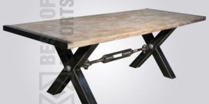X Shape Lag Industrial Dining Table