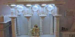 Radha Krishna White Marble Temple with Lighting