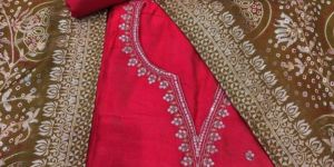 Silk Red Semi-Stitch Ladies Suit