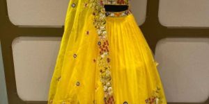 Yellow Organza Ladies Lehenga