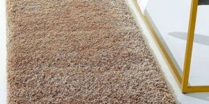 Skin Beige 2 Inch Pile Height Extra Fluffy Shaggy Bedside Runner