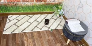 Soft Micro Ivory Multi Colour Waves Kitchen Bedside Runner