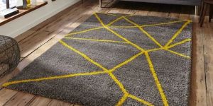 Yellow Grey Modern Shaggy Rug