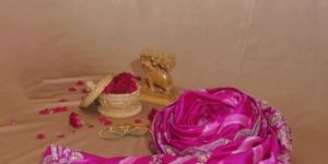 Tara Dark Pink Pure Leheriya Bandhani Banarasi Handloom Saree with Danka Work