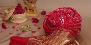 Tripura Sundari Red Pure Gajji Bandhej Banarasi Handloom Saree